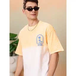 Mast & Harbour Typography & Ombre Tie and Dye Drop-Shoulder Sleeves Relaxed Fit T-shirt-image-28