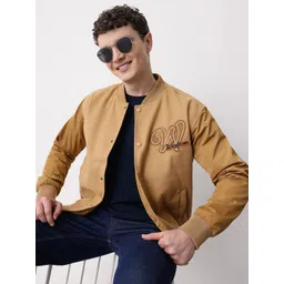Mast & Harbour Typography Applique Stand Collar Heavy Weight Bomber Jacket-picture-30