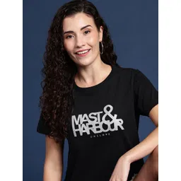 Mast & Harbour Typography Printed Bio Finish Pure Cotton T-shirt-picture-31