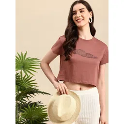 Mast & Harbour Typography Printed Drop-Shoulder Sleeves Pure Cotton Boxy T-shirt-picture-33