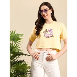 Mast & Harbour Typography Printed Drop Shoulder Sleeves Pure Cotton Casual T-shirt-picture-38