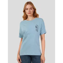 Mast & Harbour Typography Printed Drop-Shoulder Sleeves Pure Cotton T-shirt-picture-40