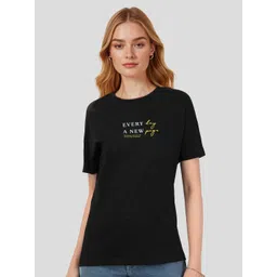 Mast & Harbour Typography Printed Drop-Shoulder Sleeves Pure Cotton T-shirt-picture-38