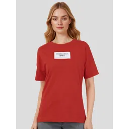 Mast & Harbour Typography Printed Drop-Shoulder Sleeves Pure Cotton T-shirt-picture-20