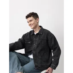 Mast & Harbour Typography Printed Pure Cotton Over Relax Denim Jacket-picture-27