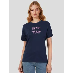 Mast & Harbour Typography Printed Pure Cotton Relaxed T-shirt-picture-19