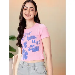 Mast & Harbour Typography Printed Pure Cotton Slim Fit T-shirt-picture-10