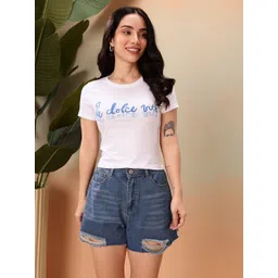 Mast & Harbour Typography Printed Pure Cotton Slim Fit T-shirt image 3