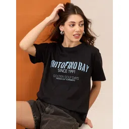 Mast & Harbour Typography Printed Round Neck Cotton Oversized T-shirt-picture-13