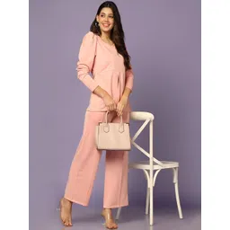 Mast & Harbour V-Neck Three Fourth Sleeve Top With Trousers Co-Ords-picture-22