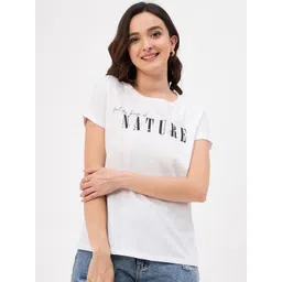 Mast & Harbour White & Black Typography Printed Pure Cotton T-shirt-picture-24