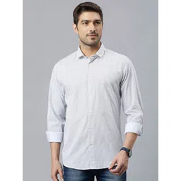 Mast & Harbour White Classic Slim Fit Micro Disty Printed Pure Cotton Casual Shirt-picture-15