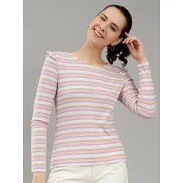 Mast & Harbour White Striped Ruffle Top-picture-22