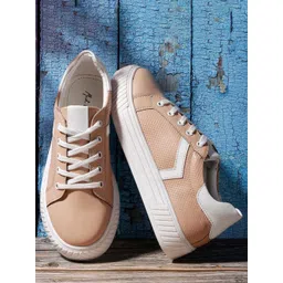 Mast & Harbour Women Beige Round Toe Lace-Ups Sneakers-picture-36