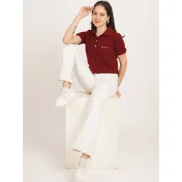 Mast & Harbour Women Brand Logo Polo Collar T-shirt-picture-40