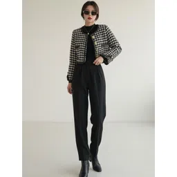 Mast & Harbour Women Checked Crop Pullover-picture-39