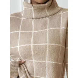 Mast & Harbour Women Checked Turtle Neck Pullover Sweater image 3