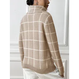 Mast & Harbour Women Checked Turtle Neck Pullover Sweater image 2