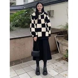 Mast & Harbour Women Checked Woollen Pullover-picture-29