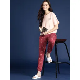 Mast & Harbour Women Conversational Print Jogger Set with Pouch-picture-17