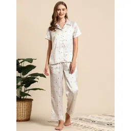 Mast & Harbour Women Conversational Printed Satin Night Suit-picture-20