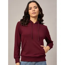 Mast & Harbour Women Cotton Fleece Hooded Pullover Sweatshirt-picture-22