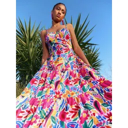 Mast & Harbour Women Floral Print A-Line Midi Dress-picture-24