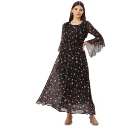 Mast & Harbour Women Floral Printed Bell Sleeves Georgette Fit and Flare Maxi Dress-image-15