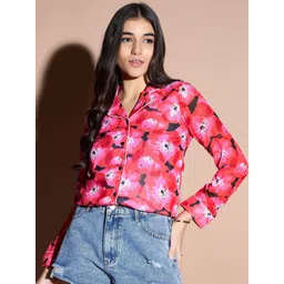 Mast & Harbour Women Floral Printed Georgette Shirt Style Top-picture-16