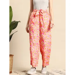Mast & Harbour Women Floral Printed Loose Fit High-Rise Trousers-picture-17
