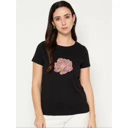Mast & Harbour Women Floral Printed Pure Cotton T-shirt-picture-17