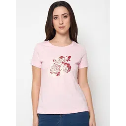 Mast & Harbour Women Floral Printed Pure Cotton T-shirt-picture-21