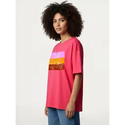 Mast & Harbour Women Floral Printed Pure Cotton T-shirt image 2