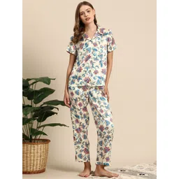Mast & Harbour Women Floral Printed Satin Night Suit-picture-33