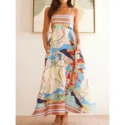 Mast & Harbour Women Floral Printed Sleeveless A-Line Maxi Dress-picture-34