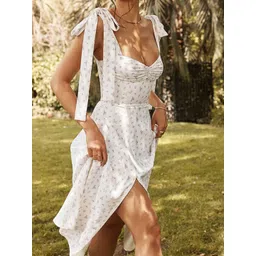 Mast & Harbour Women Floral Printed Sweetheart Neck Midi Dress-picture-15