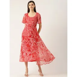 Mast & Harbour Women Georgette Fit and Flare Midi Dress-image-3