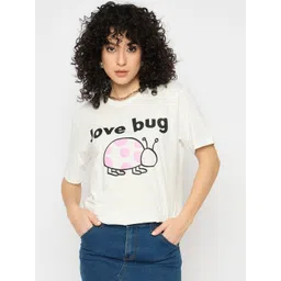 Mast & Harbour Women Graphic Printed Round Neck Pure Cotton T-shirt-picture-27