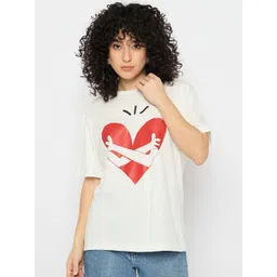 Mast & Harbour Women Graphic Printed Round Neck Pure Cotton T-shirt-picture-29