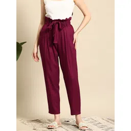 Mast & Harbour Women High-Rise Paperbag Trousers-picture-27