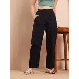 Mast & Harbour Women Mid-Rise Pure Cotton Regular Fit Trousers-picture-25