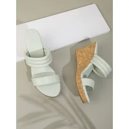 Mast & Harbour Women Mint Green Solid Wedge Heel Sandals-picture-16