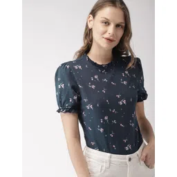 Mast & Harbour Women Navy Blue Printed Top-picture-18