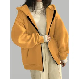 Mast & Harbour Women Oversized Hooded Zipper Sweatshirt-picture-36