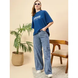 Mast & Harbour Women Printed Drop-Shoulder Sleeves T-shirt-picture-25