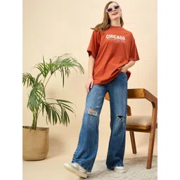 Mast & Harbour Women Printed Drop-Shoulder Sleeves T-shirt-picture-17