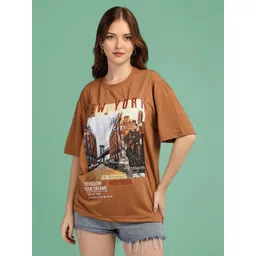Mast & Harbour Women Printed Drop-Shoulder Sleeves T-shirt-picture-33