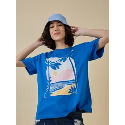 Mast & Harbour Women Printed Raw Edge T-shirt-picture-34