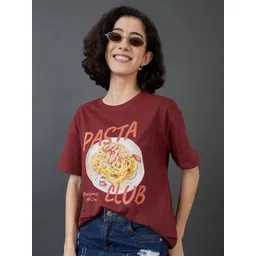 Mast & Harbour Women Printed Raw Edge T-shirt-picture-21