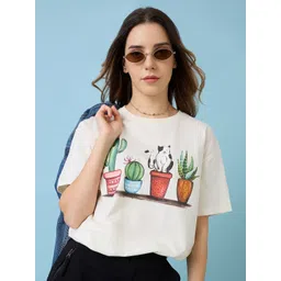 Mast & Harbour Women Printed Raw Edge T-shirt-picture-32